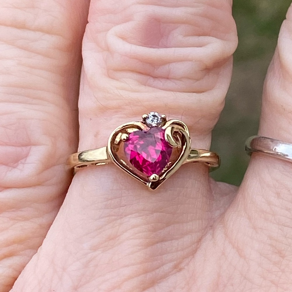 SOLD 💲Ruby heart ring 14k gold over .925 Sterling Silver size 7 new - Picture 12 of 12